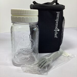 Pampered Chef Make And Take Set Mason Jar Fork Spoon Insulated Lunch Bag